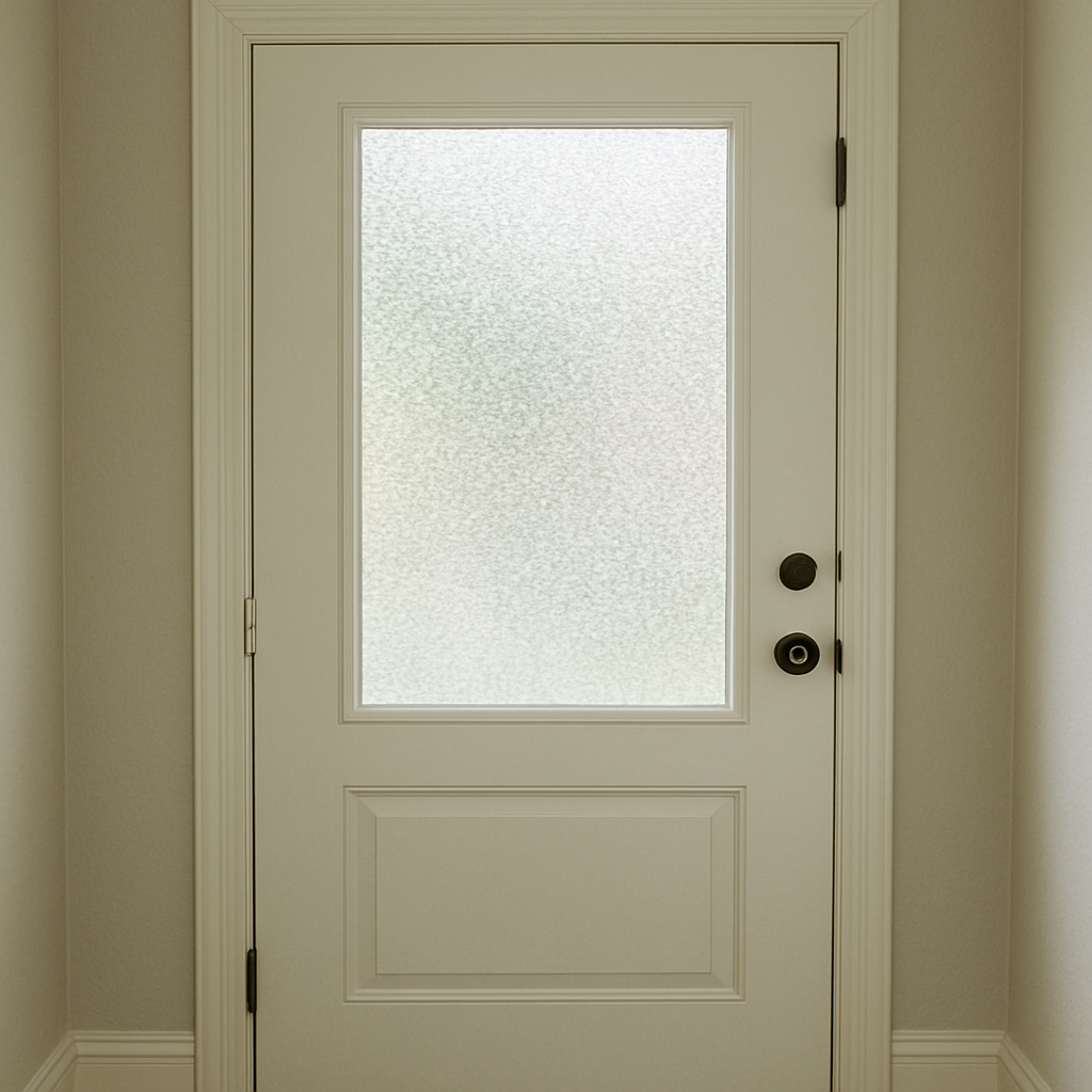 Front door with privacy window film