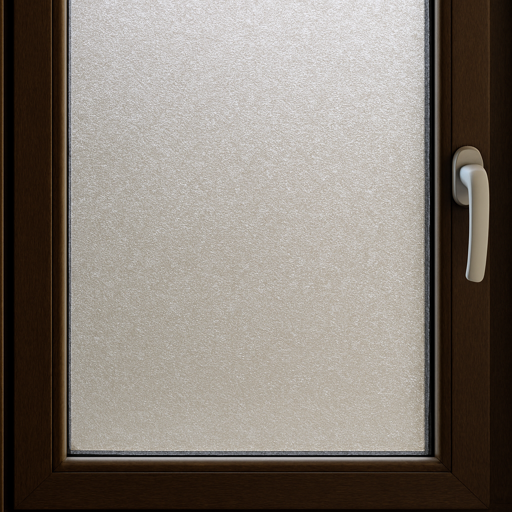 Close-up of a window with privacy film