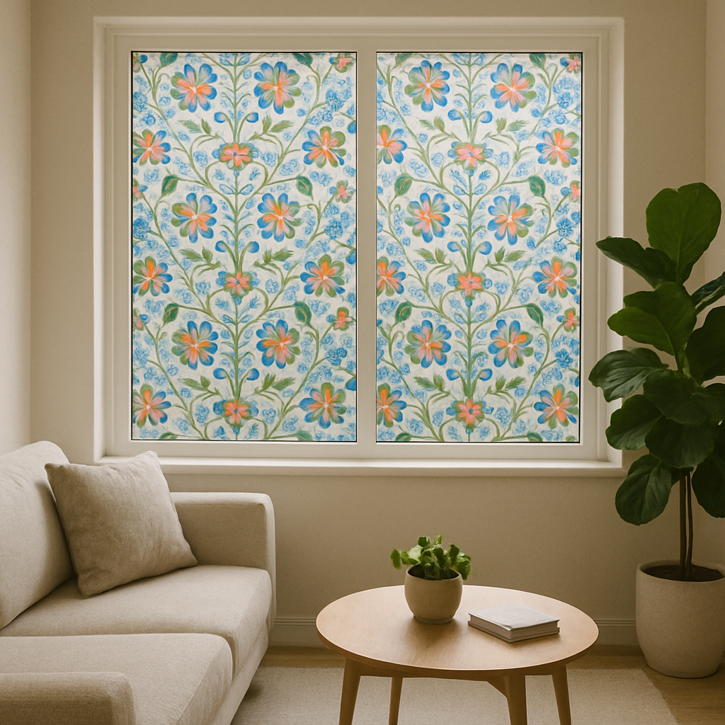 Decorative window film in living room