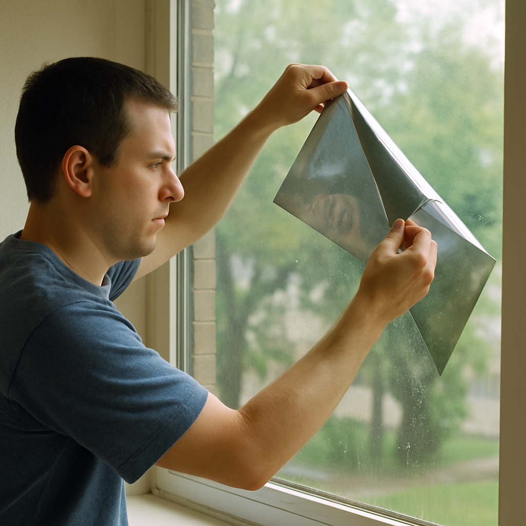 Person removing window film