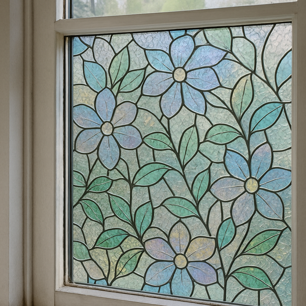 Window with decorative glass film